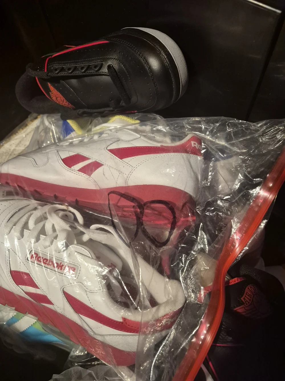 Reebok White & Red Retro Running Sneakers
